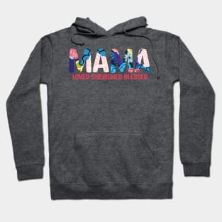 Floral Mama Love Cherished and Blessed Print Hoodie